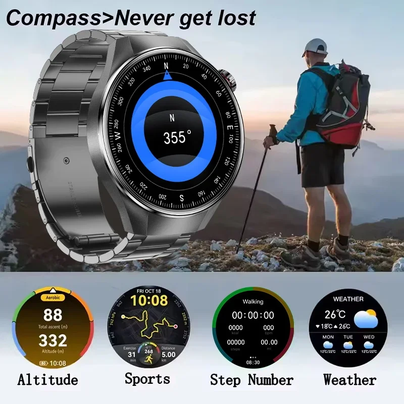 Smartwatch 1.75 Inch AMOLED Display GPS Tracking Bluetooth Calling Health Monitoring IP68 Waterproof Fall 2025 Gift - Image 5
