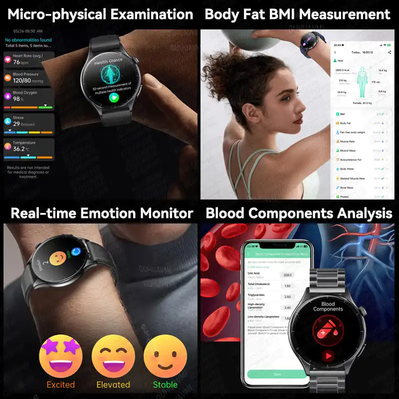 Smartwatch ECG and PPG Health Monitor With Uric Acid and Lipid Tracking NFC 1.56 Inch AMOLED Fall 2025 - Image 5