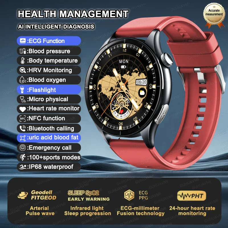 Smartwatch ECG and PPG Health Monitor With Uric Acid and Lipid Tracking NFC 1.56 Inch AMOLED Fall 2025 - Image 9