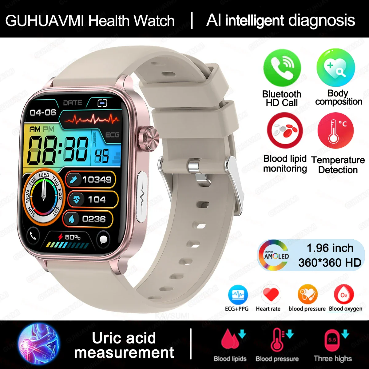 Smartwatch Health Tracker With Blood Lipid Uric Acid Monitoring Menstrual Health AI Voice Assistant Spring 2026 - Image 10
