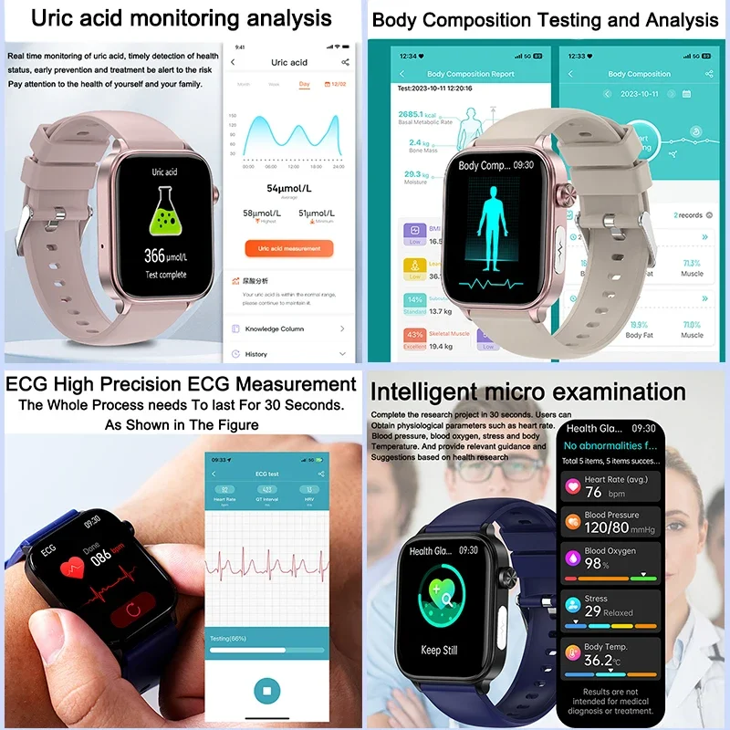 Smartwatch Health Tracker With Blood Lipid Uric Acid Monitoring Menstrual Health AI Voice Assistant Spring 2026 - Image 2