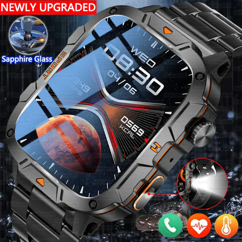 Smartwatch Rugged Military Grade – 1.96 Inch AMOLED Display, 5ATM Waterproof, Bluetooth Call Fitness Tracker, Fall 2025 - Image 2