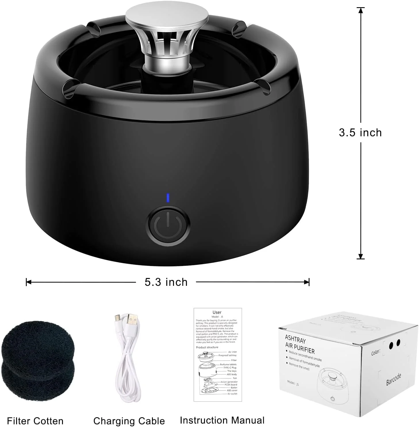 Smokeless Ashtray With Air Purifier Smart Triple Filter - Image 4