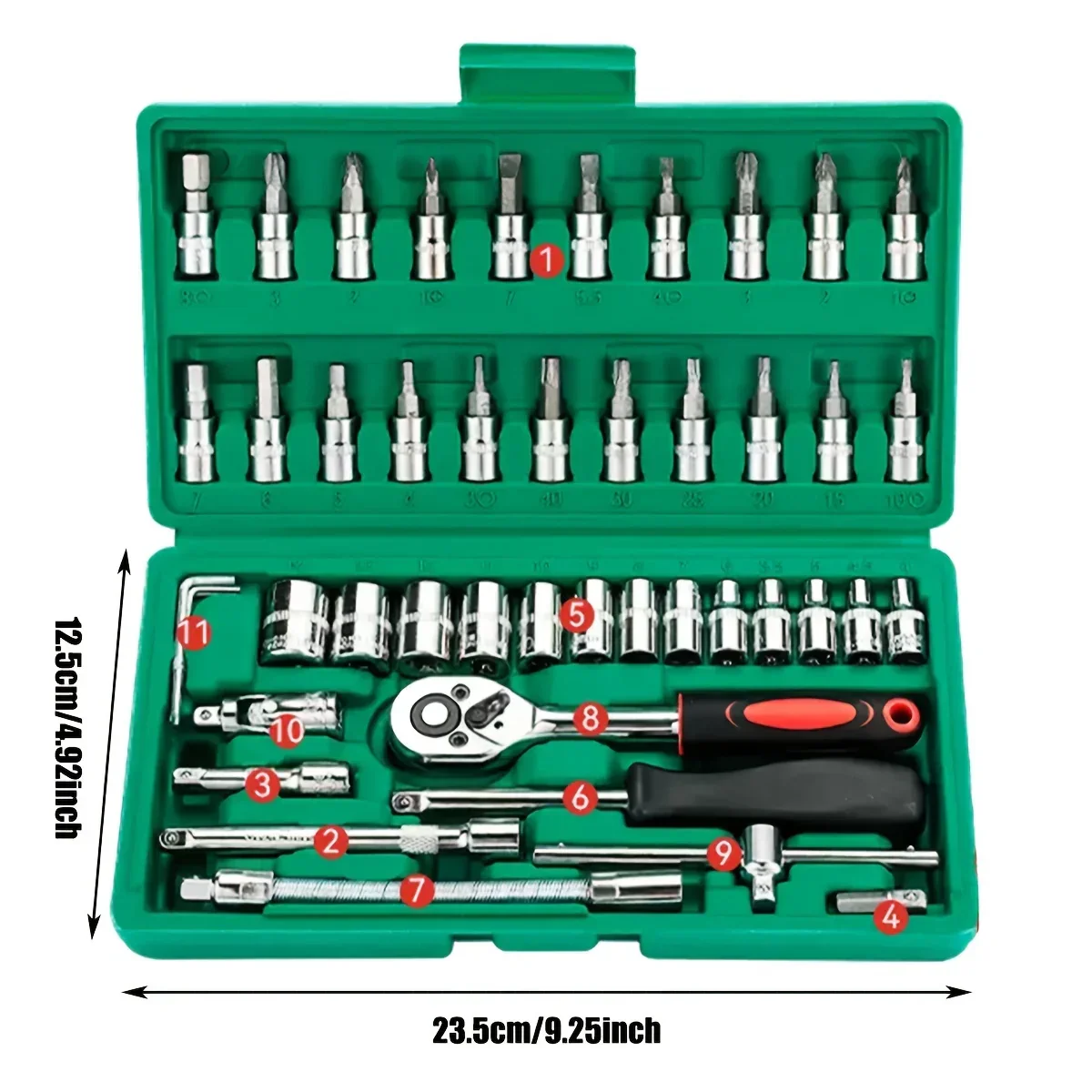 Socket Set 1/4 Inch Drive – 46 Pc Ratchet Wrench Kit With Sockets And Bits, Fall 2025 Ideal For DIY Auto Repairs - Image 6