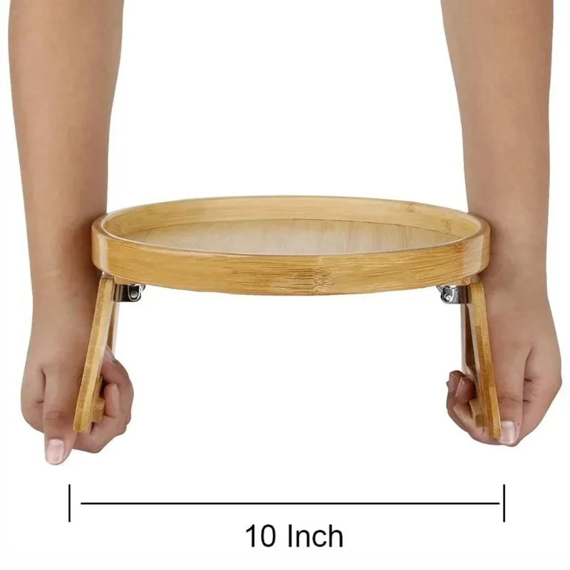 Bamboo Sofa Arm Tray Portable Couch Armrest Snack Holder - Image 6