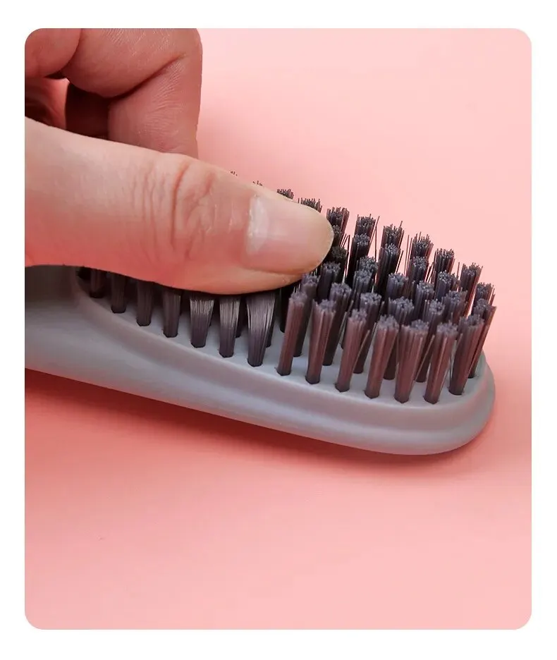Soft Bristled 2pc Household Cleaning Brushes - Long Handle Shoe & Clothes Brush Set - Image 3