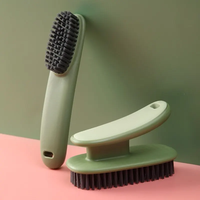 Soft Bristled 2pc Household Cleaning Brushes - Long Handle Shoe & Clothes Brush Set - Image 7