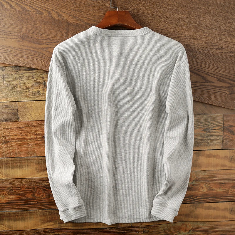 Soft Classic Men's Long Sleeve Pullover - Henley Knit - Image 2