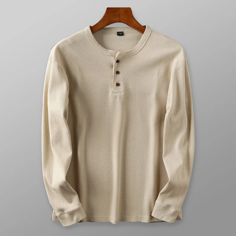 Soft Classic Men's Long Sleeve Pullover - Henley Knit - Image 3