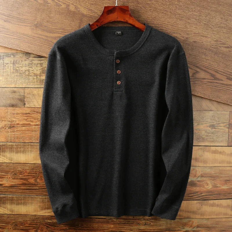 Soft Classic Men's Long Sleeve Pullover - Henley Knit - Image 4