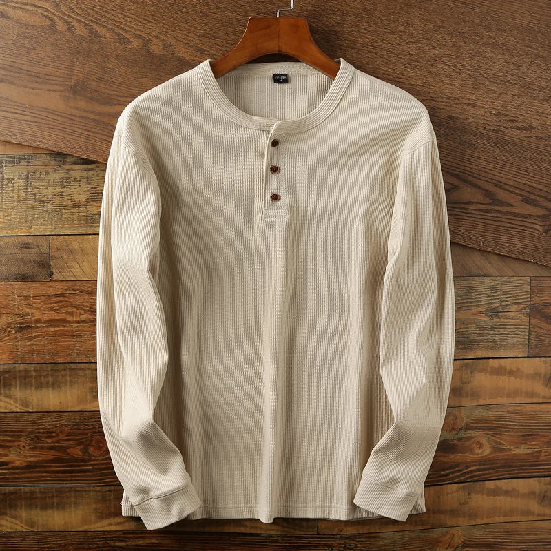 Soft Classic Men's Long Sleeve Pullover - Henley Knit - Image 5