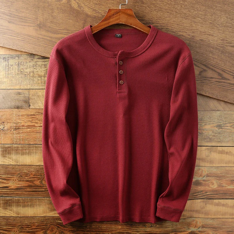 Soft Classic Men's Long Sleeve Pullover - Henley Knit - Image 6