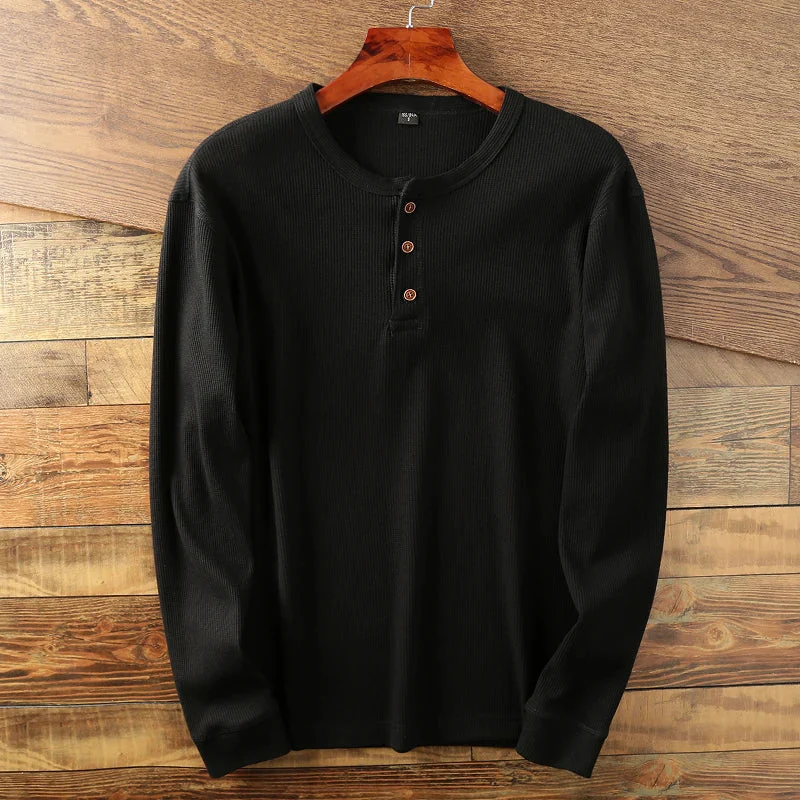 Soft Classic Men's Long Sleeve Pullover - Henley Knit - Image 8
