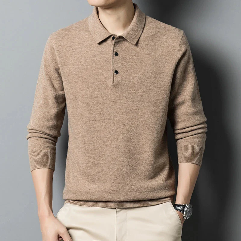 Soft Classic Men's Polo Sweater - Long Sleeve Knit, Casual - Image 9