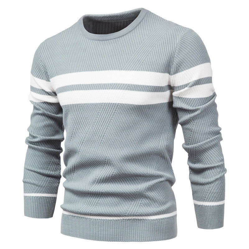 Soft Classic Men's Striped Sweater - Crew Neck, Knit Casual - Image 2