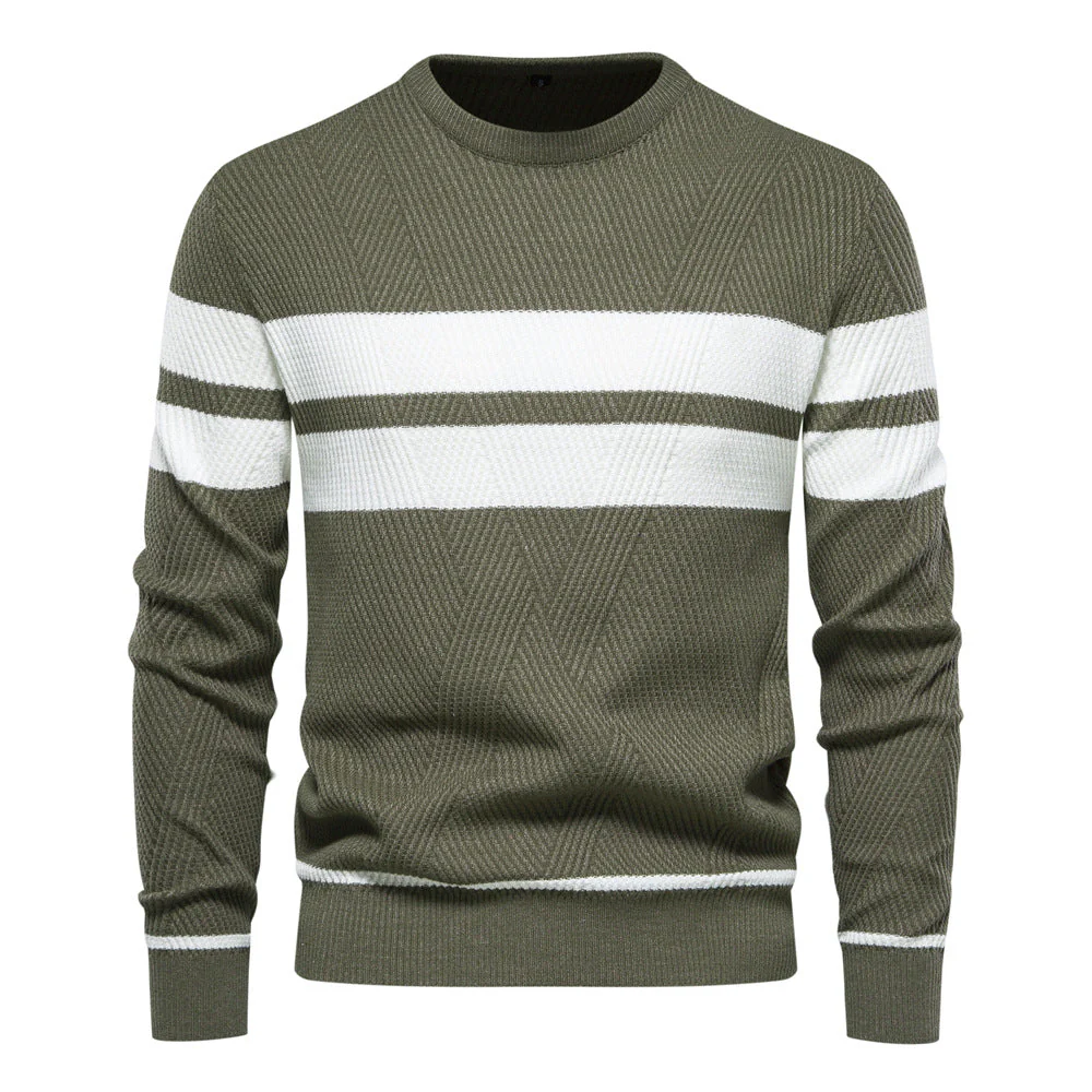 Soft Classic Men's Striped Sweater - Crew Neck, Knit Casual - Image 5