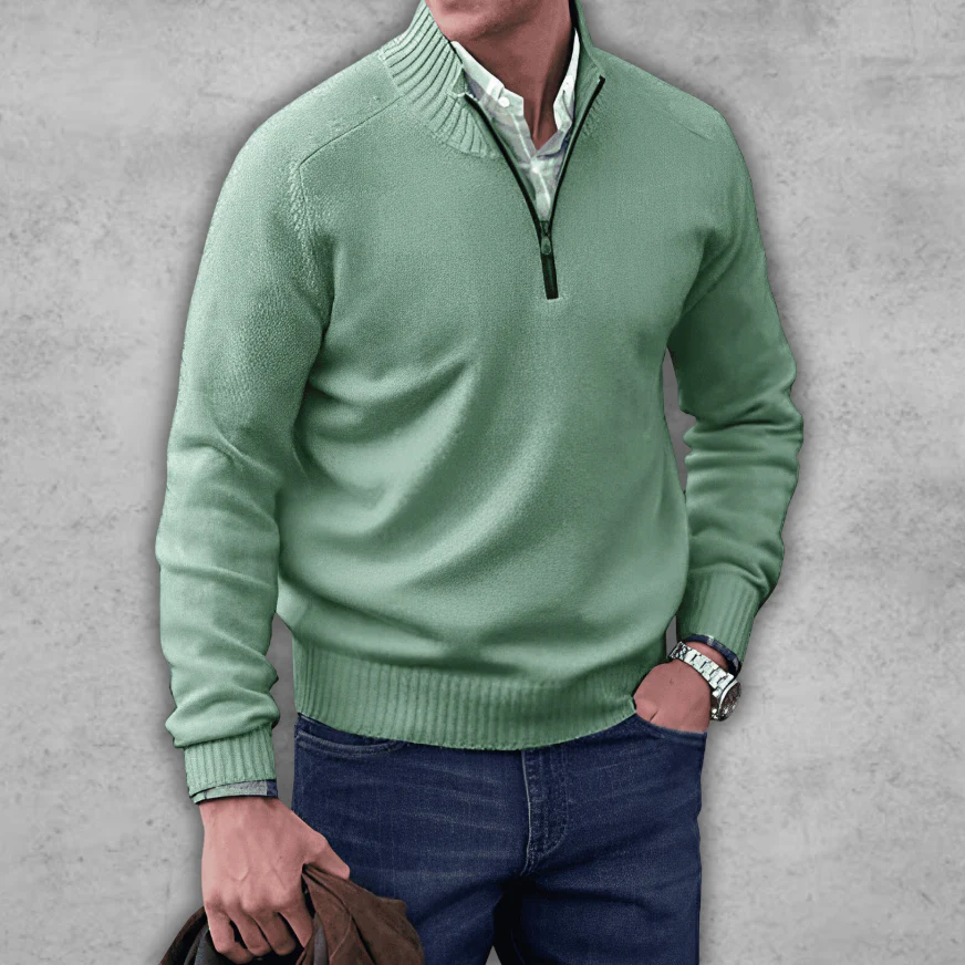 Soft Classic Mens Quarter Zip Sweater - Ribbed Cotton - Image 8