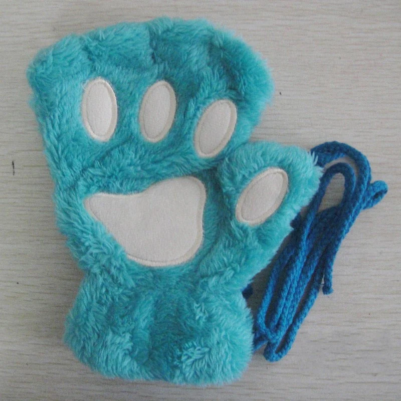 Soft Cozy Women Fingerless Gloves - Cat-Claw Fleece Winter - Image 5