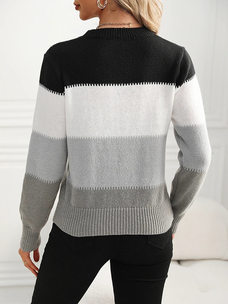 Soft Cozy Women Knit Sweater - Crewneck Relaxed, For Winter - Image 2