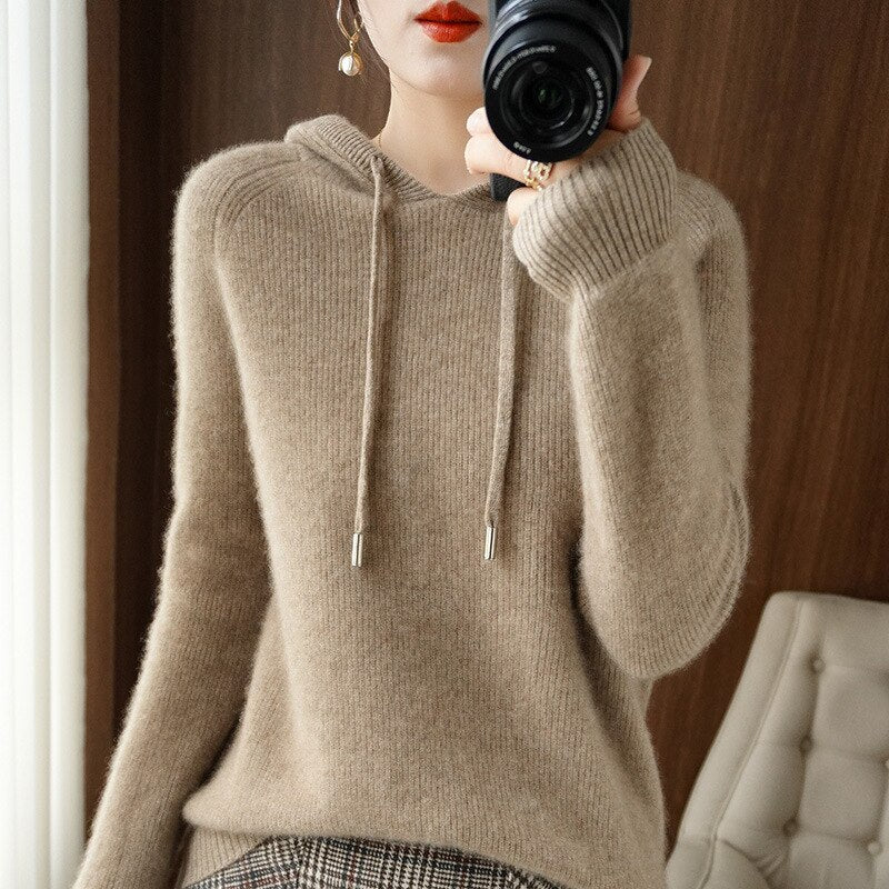 Soft Cozy Women's Hooded Sweater – Drop Shoulder Knit - Image 4