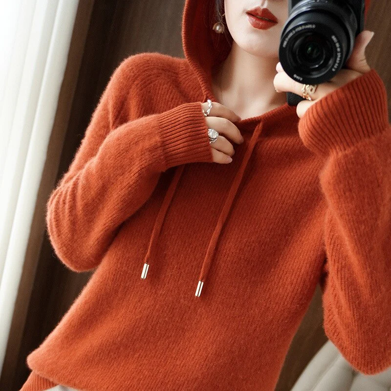 Soft Cozy Women's Hooded Sweater – Drop Shoulder Knit - Image 5
