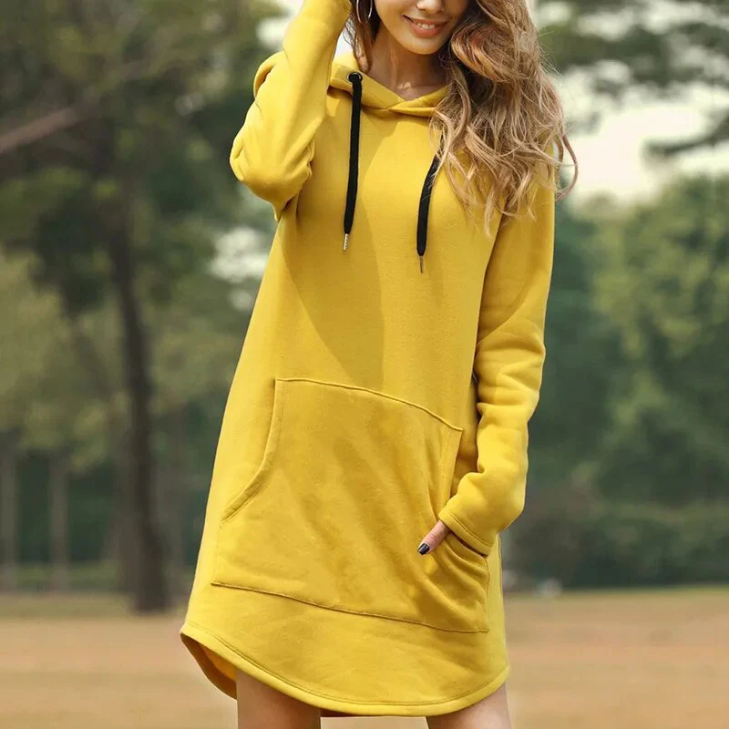 Soft Cozy Women's Hoodie Dress - Longline Brushed Knit - Image 4