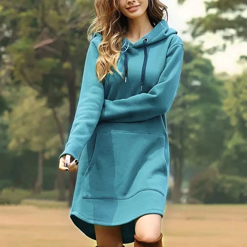 Soft Cozy Women's Hoodie Dress - Longline Brushed Knit - Image 5