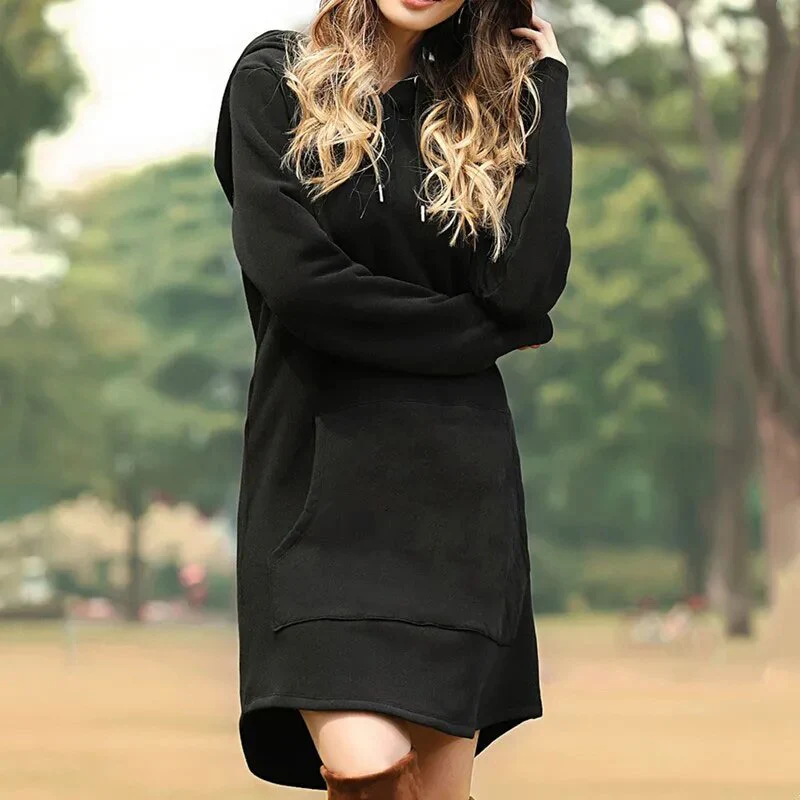 Soft Cozy Women's Hoodie Dress - Longline Brushed Knit - Image 6
