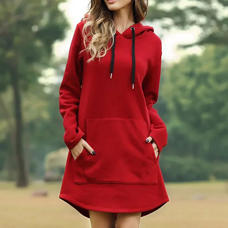 Soft Cozy Women's Hoodie Dress - Longline Brushed Knit - Image 7