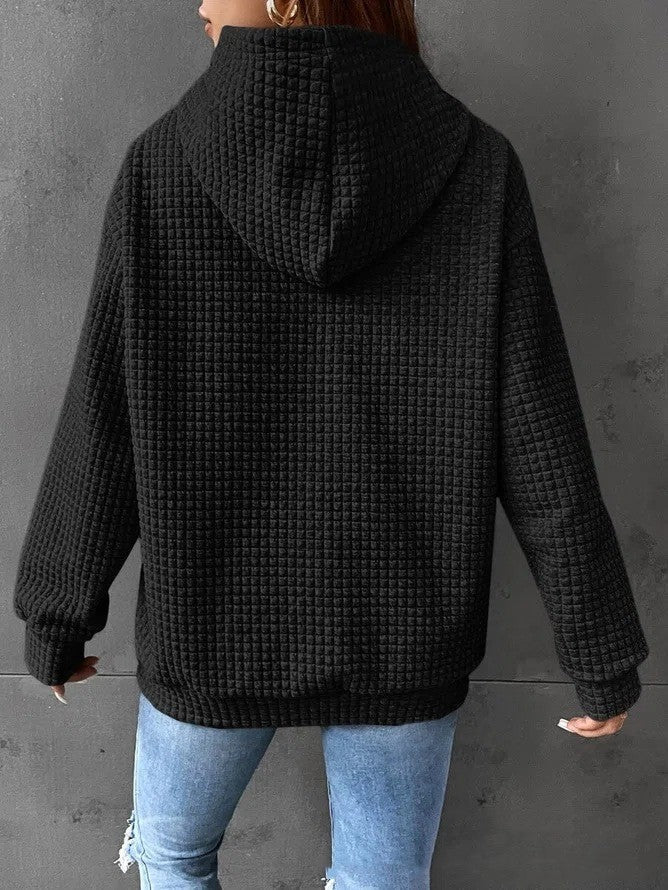 Soft Cozy Women’s Hoodie Sweater - Waffle Knit Layering - Image 2