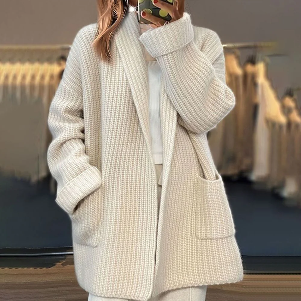 Soft Cozy Women's Knit Cardigan – Oversized Shawl Collar - Image 2