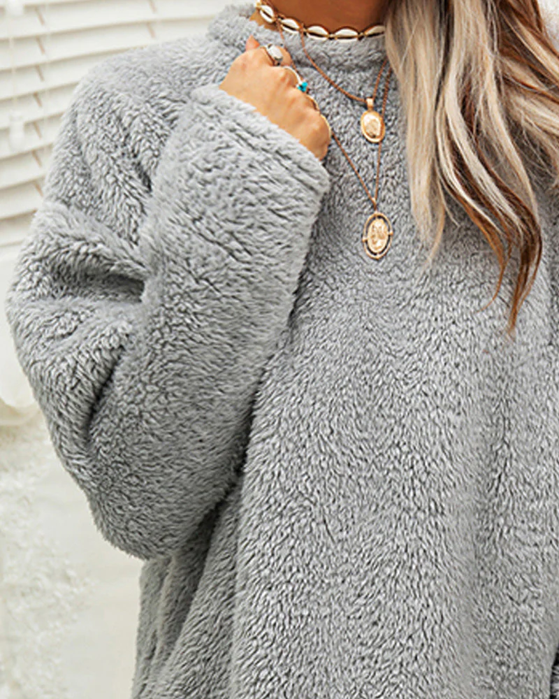 Soft Cozy Women’s Tunic Pullover - Oversized Sherpa, Winter - Image 5