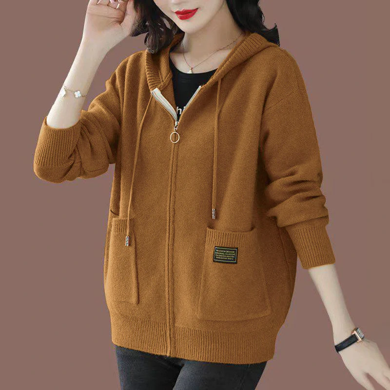 Soft Cozy Women’s Zip-Up Hoodie - Knit, Ribbed, Everyday - Image 2
