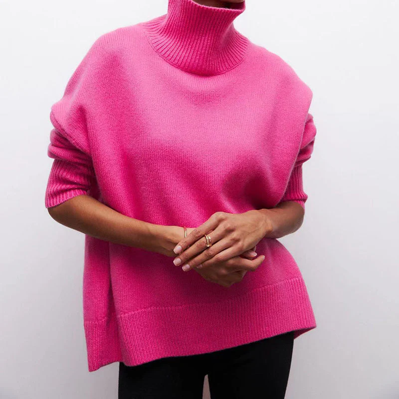 Soft Cozy Women Turtleneck Sweater - Oversized Pullover - Image 10