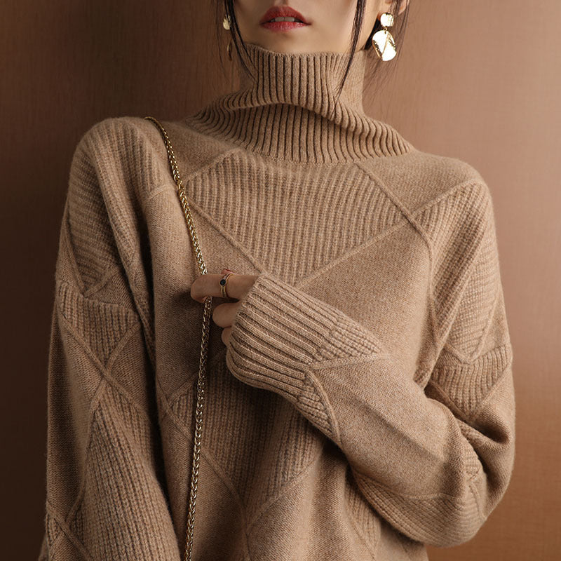 Soft Cozy Womens Sweater - Oversized Diamond Knit Winter - Image 6