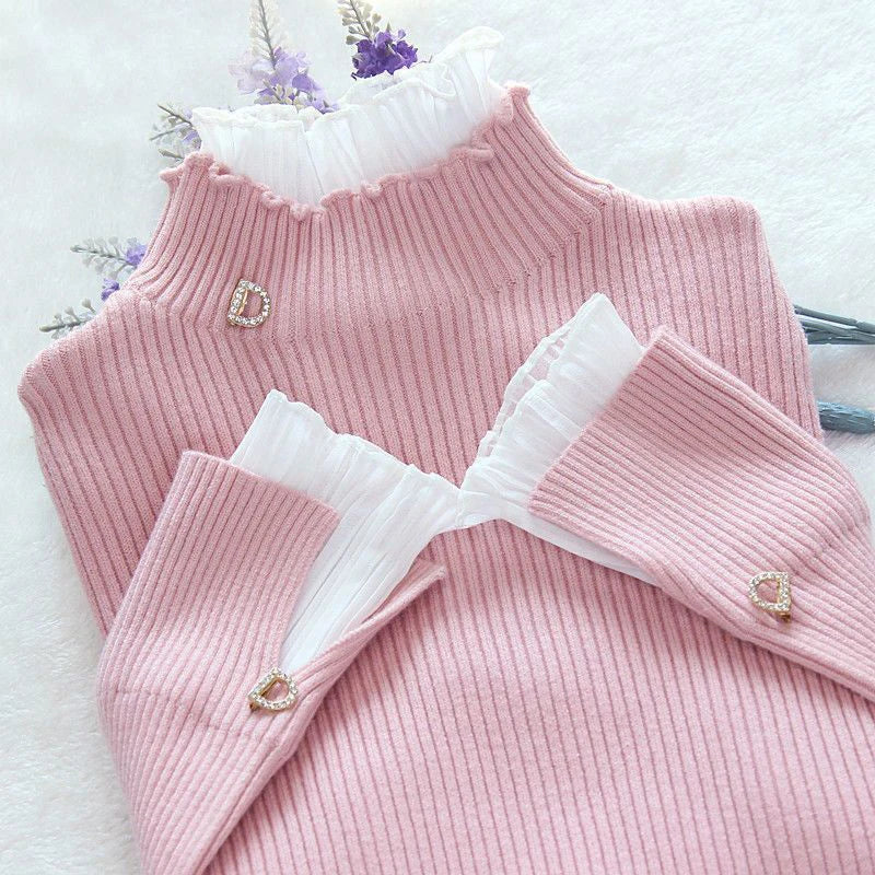 Soft Flattering Women Knit Pullover - Lettuce Neck, Rib - Image 4