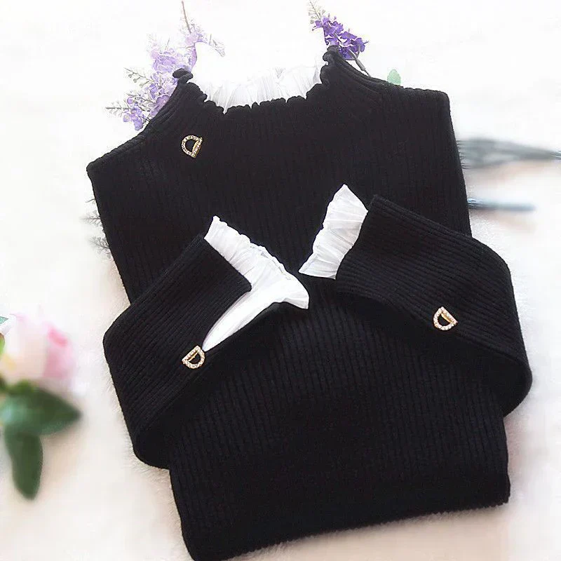 Soft Flattering Women Knit Pullover - Lettuce Neck, Rib - Image 5