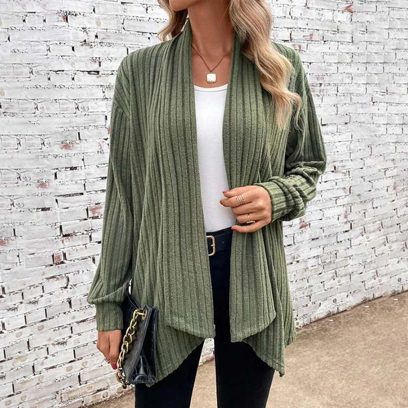 Soft Flattering Women’s Knit Cardigan - Draped Ribbed