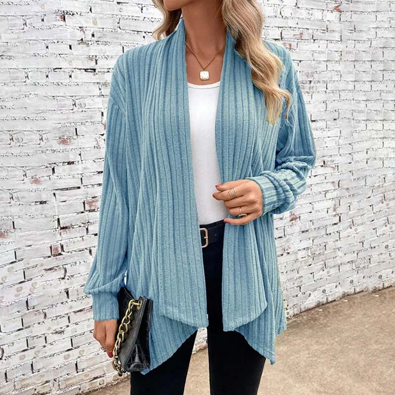 Soft Flattering Women’s Knit Cardigan - Draped Ribbed - Image 10