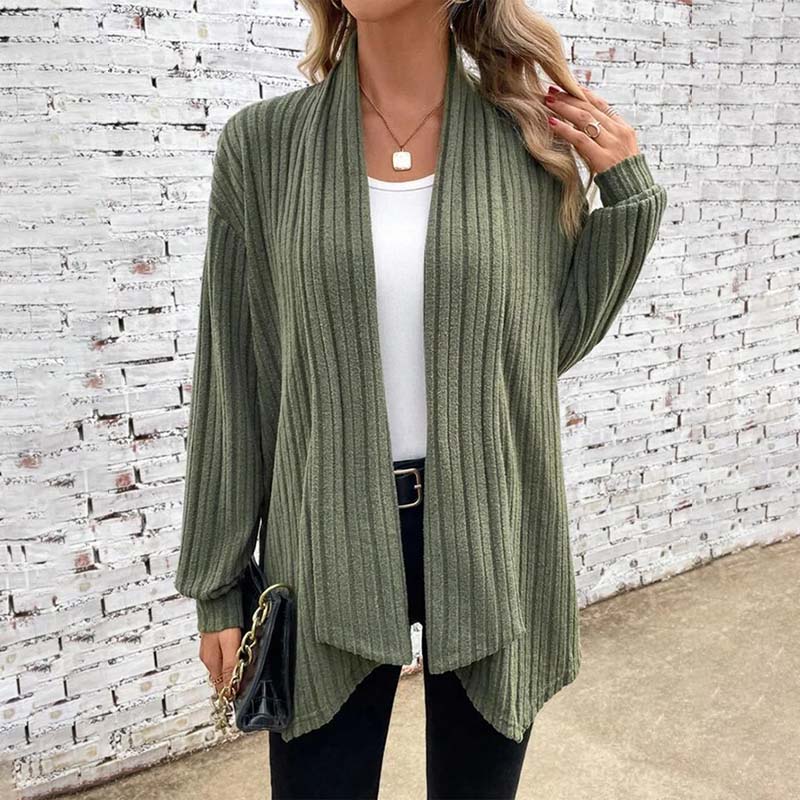 Soft Flattering Women’s Knit Cardigan - Draped Ribbed - Image 4