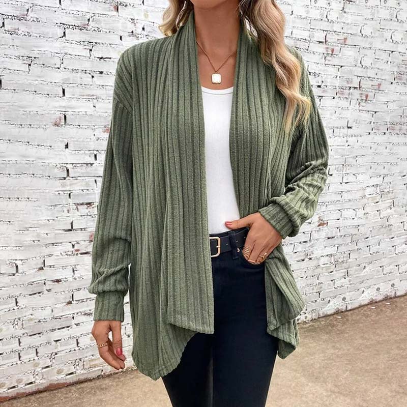 Soft Flattering Women’s Knit Cardigan - Draped Ribbed - Image 5