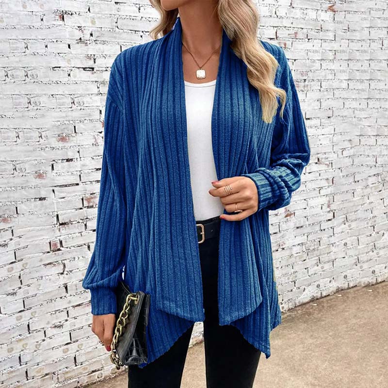 Soft Flattering Women’s Knit Cardigan - Draped Ribbed - Image 6