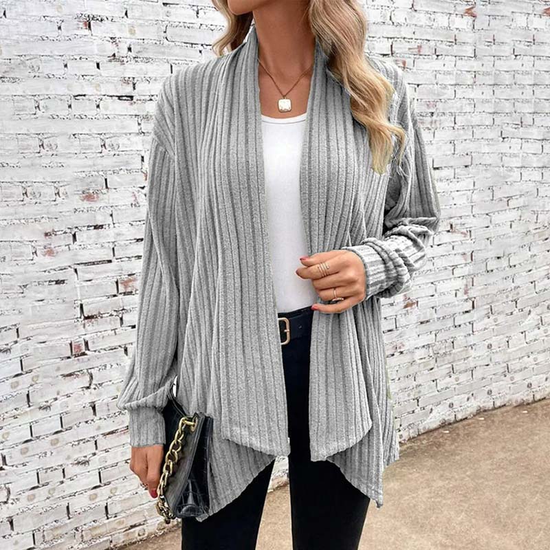 Soft Flattering Women’s Knit Cardigan - Draped Ribbed - Image 7