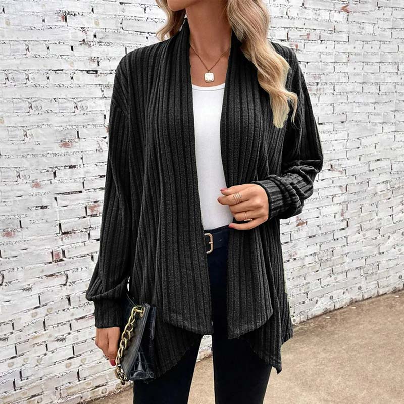 Soft Flattering Women’s Knit Cardigan - Draped Ribbed - Image 8