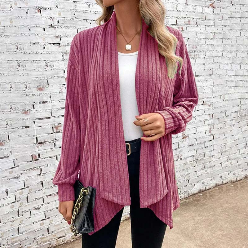 Soft Flattering Women’s Knit Cardigan - Draped Ribbed - Image 9