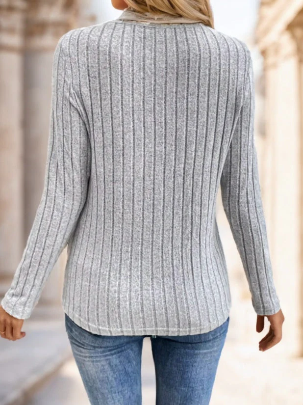 Soft Flattering Women’s V Neck Top - Ribbed Velvet, Casual - Image 2