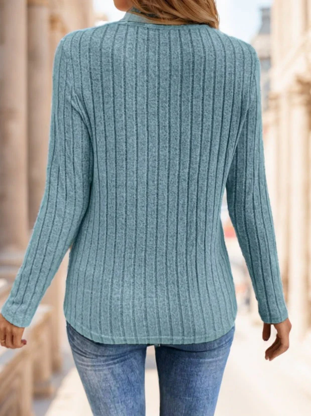 Soft Flattering Women’s V Neck Top - Ribbed Velvet, Casual - Image 4