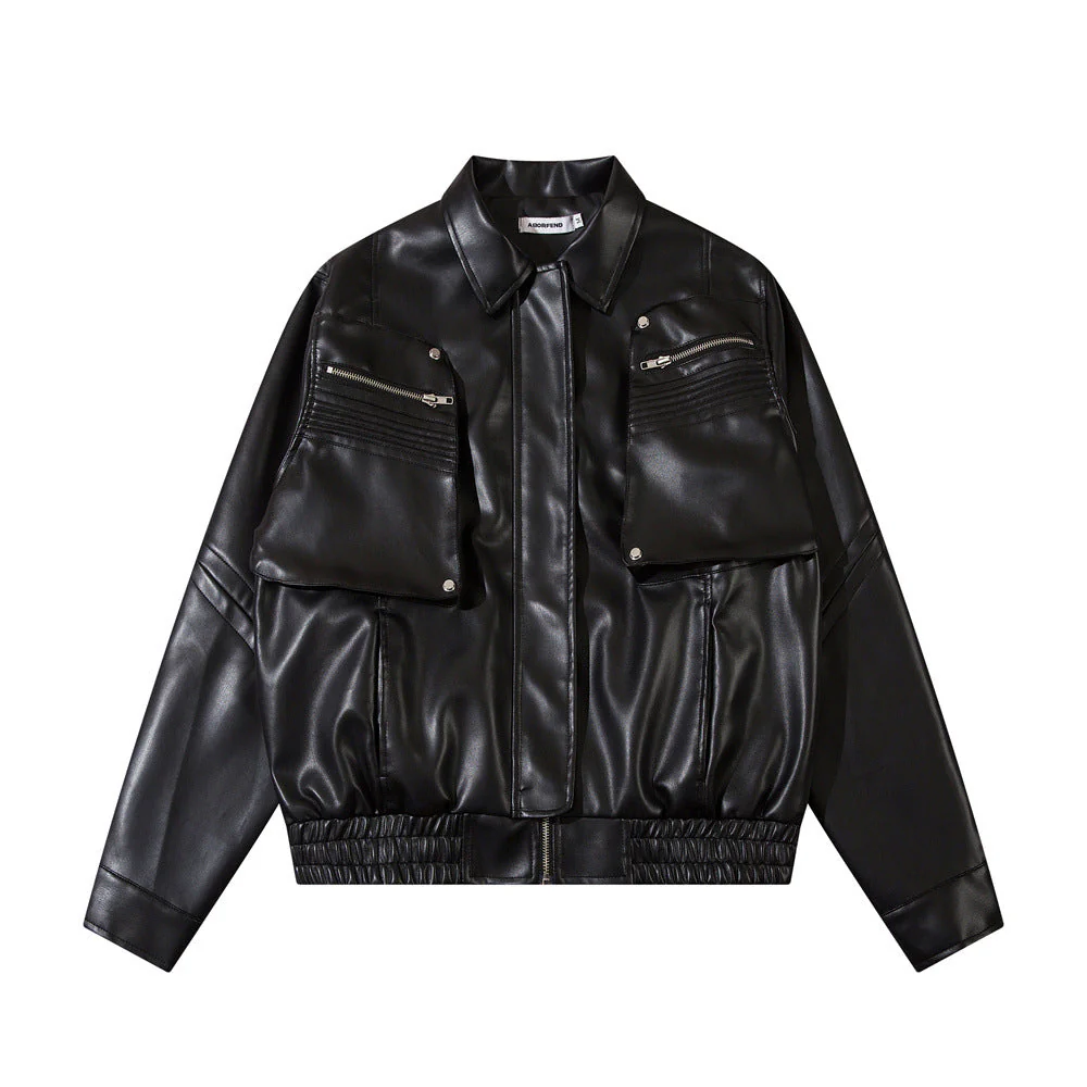Soft men's PU leather jacket - motorcycle/biker style, durable PU leather, spring wear - Image 8