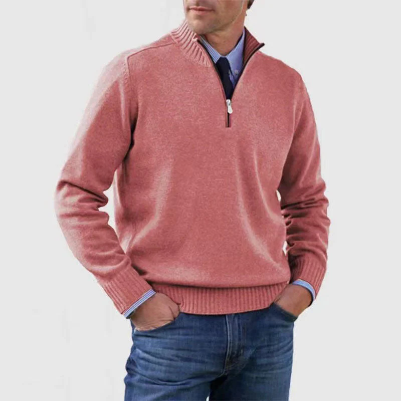 Soft Men's Stand Collar Sweater - Slim Fit, Acrylic - Image 11