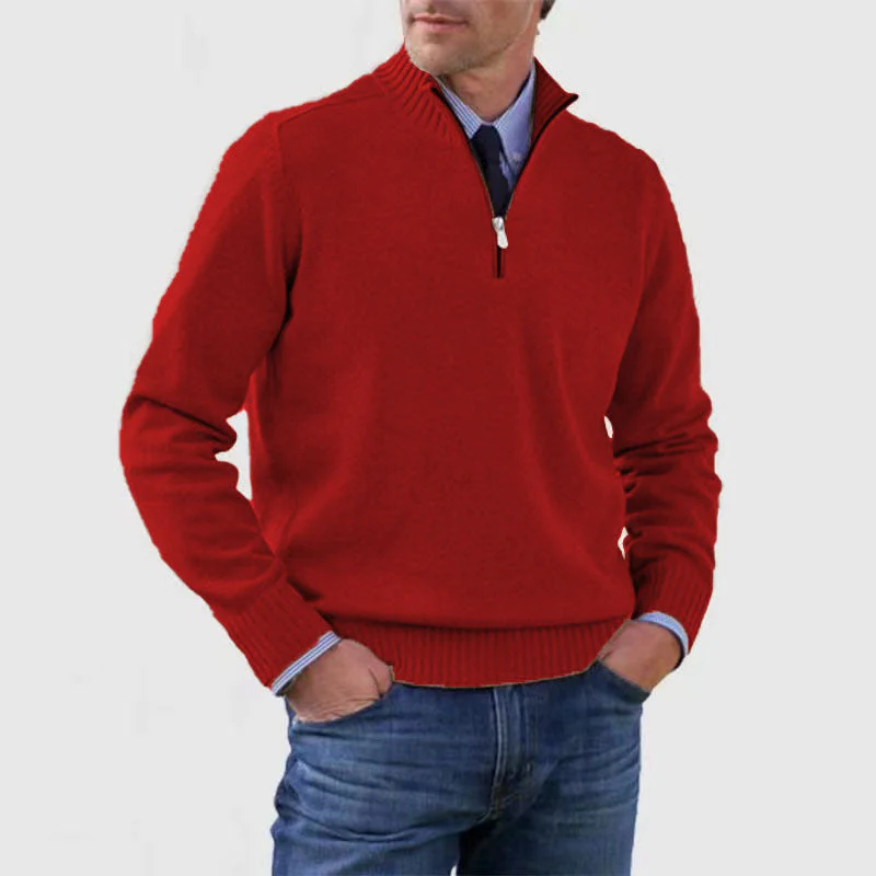 Soft Men's Stand Collar Sweater - Slim Fit, Acrylic - Image 13
